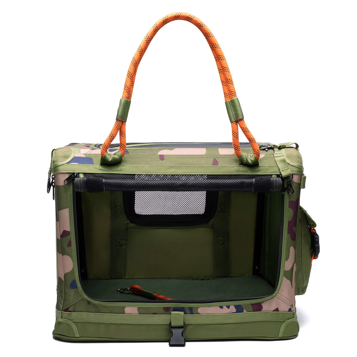 ROVERLUND Stow & Go Pet Crate | for Home & Travel | Suitable for Pets Up to 25lbs (Small, Camo Orange)