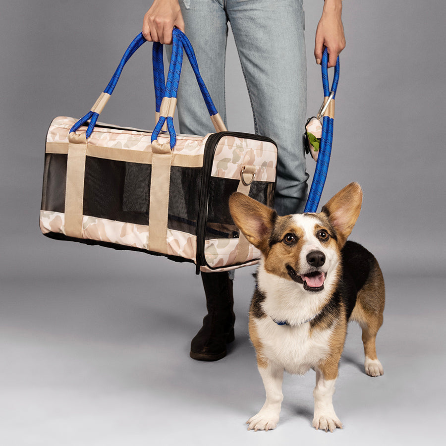 ROVERLUND Out-Of-Office Pet Carrier Desert Camo (w/ Blue) / Large